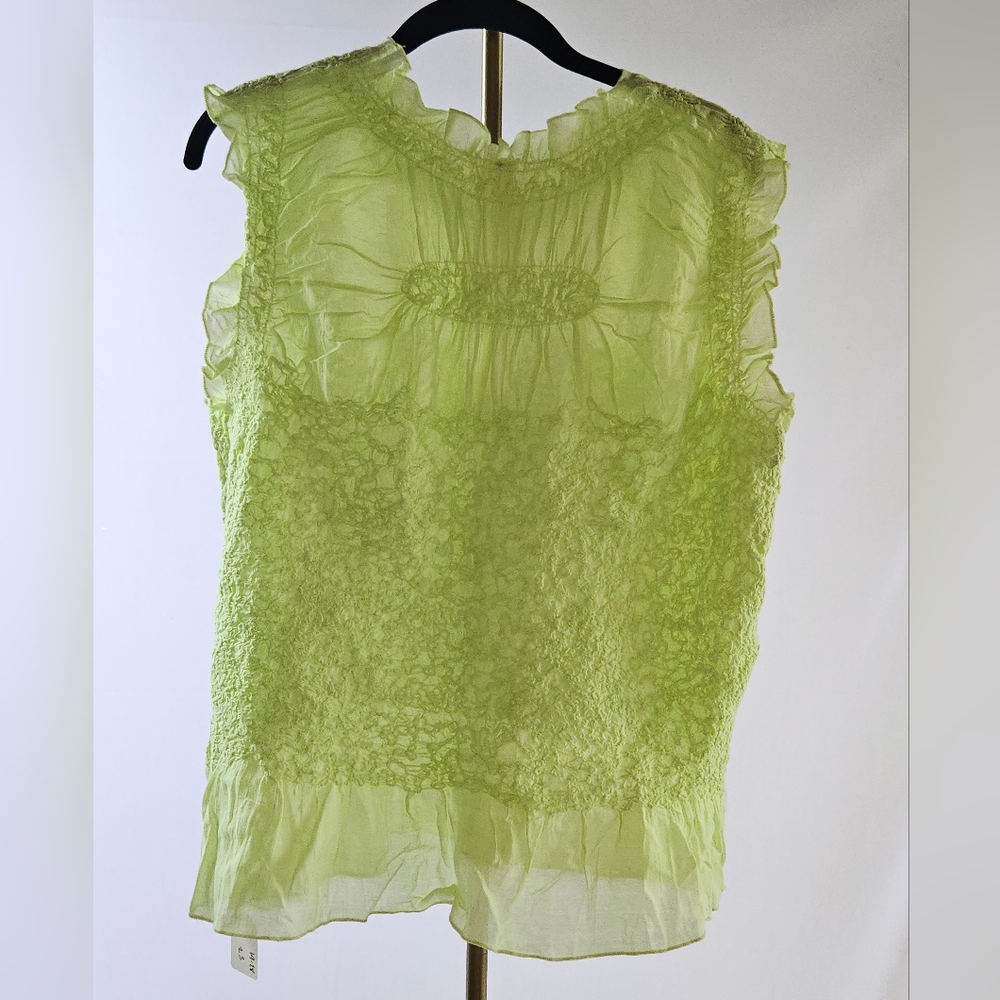 Anthropologie Textured Smocked Tank - Lime - Picture 2 of 8